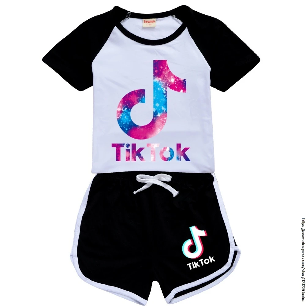 Детский летний комплект Tik Tok хлопковая футболка и шорты для мальчиков девочек