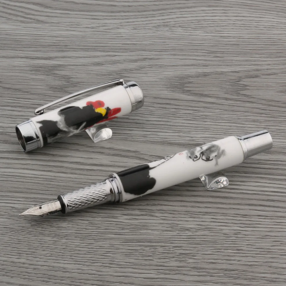 Ручка перьевая с синим и белым фарфоровым рисунком лотоса канцелярская школьные