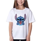 Футболка для мальчиков в стиле Харадзюку, модная летняя Удобная дышащая футболка для девочек с принтом из мультфильма Лило и Ститч и Дисней