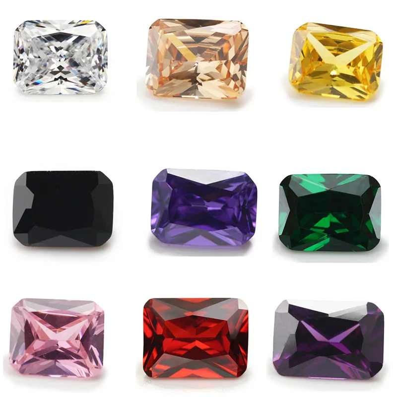 

50pcs 2x3~13x18 AAAAA Octangle Shape White,Voilet,Olive ,Purple, Black Cubic Zirconia Stone Loose CZ gems Beads