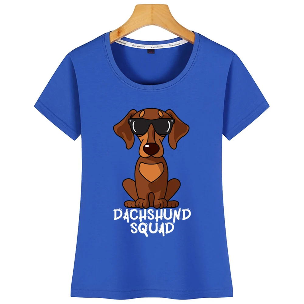 Топы футболка Женская такса отряд с солнцезащитными очками забавная крутая