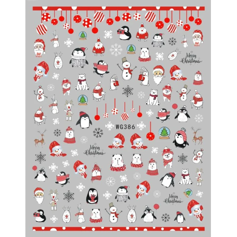 

Christmas Nails Art Manicure Back Glue Decal Decorations Design Snowman Nail Sticker For Nails Tips Beauty