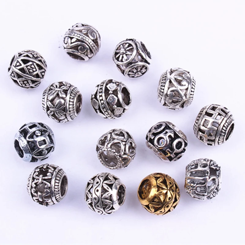 

10pcs mix Silver Hair Braid beard Dreadlock Beads rings tube Viking Rune Pattern Design for DIY Hair Styling Accessories