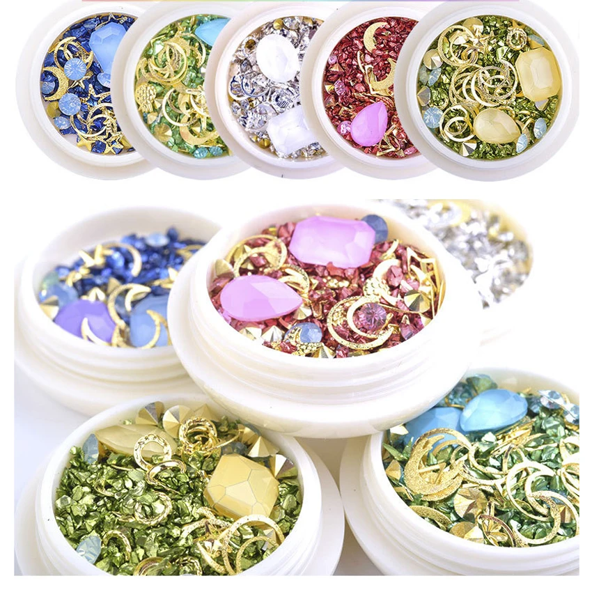 1 коробка сверкающих ювелирных украшений для ногтей стеклянные бриллианты мокко