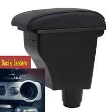 For Dacia Sandero armrest box central Store content Storage box Dacia stepway armrest box with cup holder ashtray USB interface