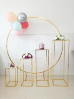 party event iron circle backdrops arch with plinth flower stand for outdoor lawn wedding birthday party balloon craft dessert