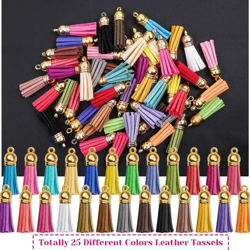 

1 Set Key Chain Rings Pendants Leather Keychain Tassel DIY Crafts Jewelry Earrings Making