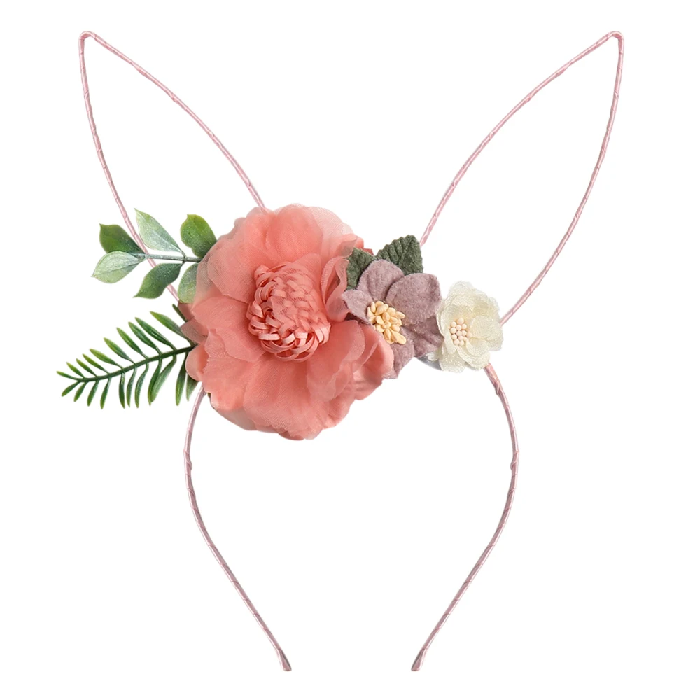 61 IBOWS Hair Accessories Lovely Baby Headband Fake Flower Nylon Hair Bands For Kids Artificial Floral Elastic Head Bands Headwear - Цвет: 61