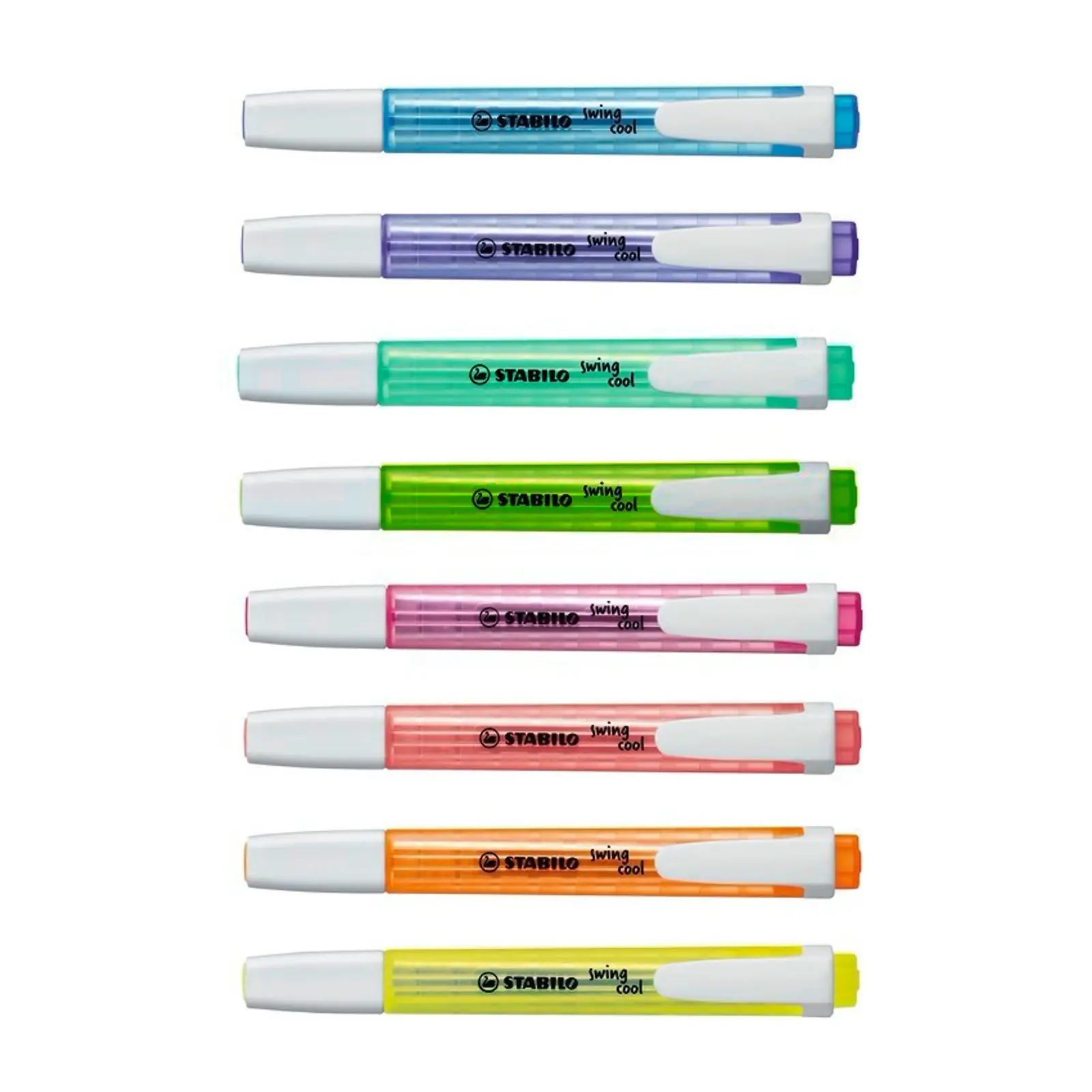 

Pack of 8 Stabilo New Swan Swing Cool Pocket Highlighter Marker 3mm Thick Line Student Note Fluorescent Assorted 8 Colors