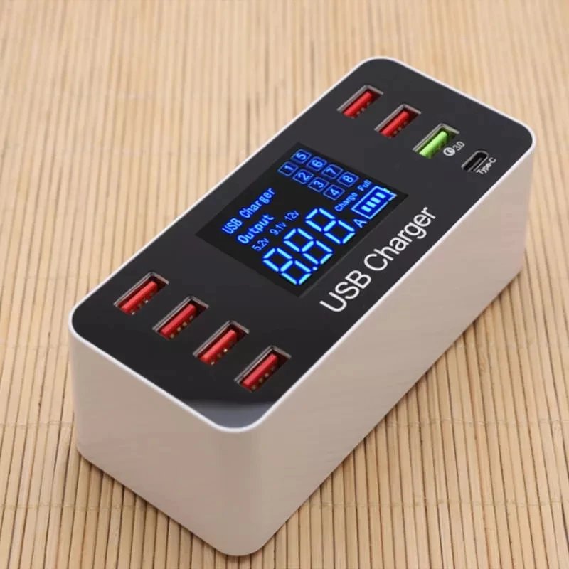 USB быстрое зарядное устройство светодиодный дисплей 7 портов Q C 3 0 Smart Настольный 40