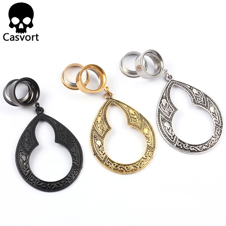 Casvort, новинка, спираль, болтаются, беруши, пирсинг, ювелирные изделия для тела, нержавеющая сталь, черный винт, туннели, серьги для лучшего подарка