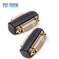 2 pieces pack dvi coupler female to female gender changer bulkhead mount adapter black gold plated