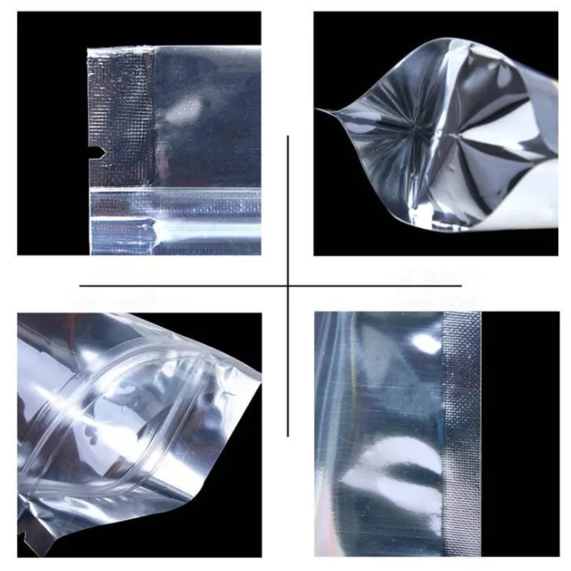 100 шт./лот пластиковые пакеты с замком молнией Reclosable алюминиевая фольга