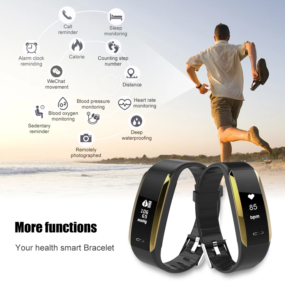 ABAY V07 smart bracelet watch with heart rate monitor blood pressure oxygen fitness tracker iOS Android | Электроника