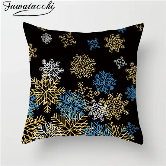 Чехол на рождественскую подушку Fuwatacchi Снежная сцена подушка с принтом Снежинка