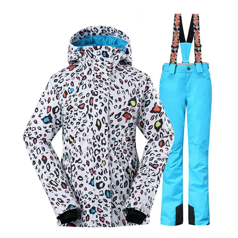 Женский белый леопардовый водонепроницаемый ветрозащитный спортивный костюм