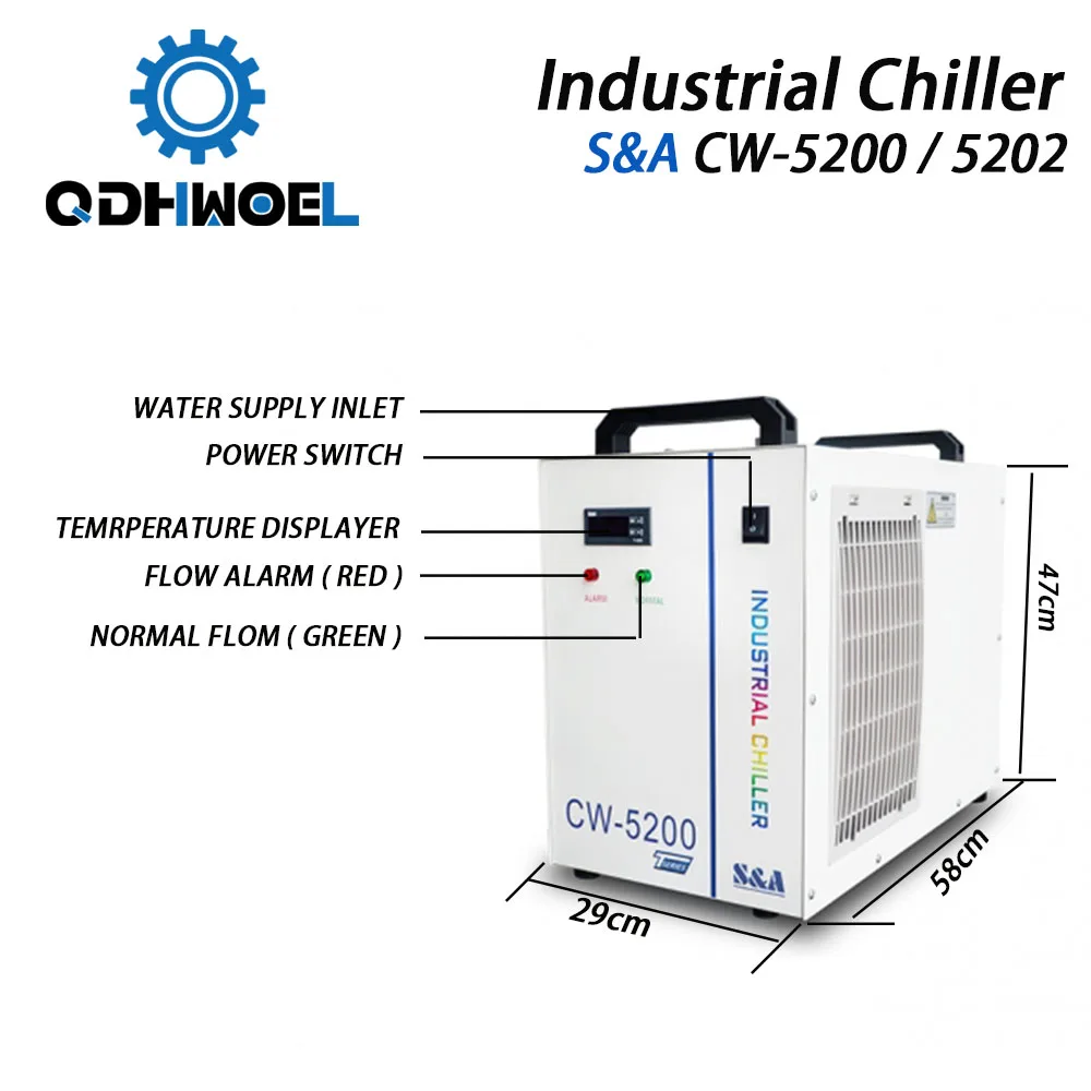 S & A CW5200 CW5202 промышленный воздушный охладитель воды для CO2 лазерной гравировки