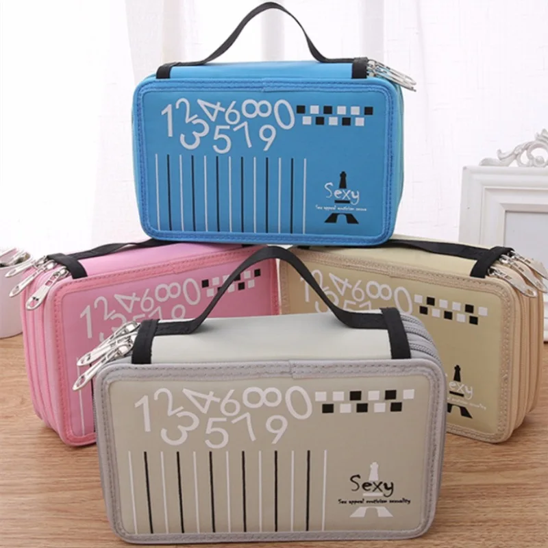 Школьная Канцелярия с 52 отверстиями 3 слоя Карандаш Чехол Kawaii мультфильм большой