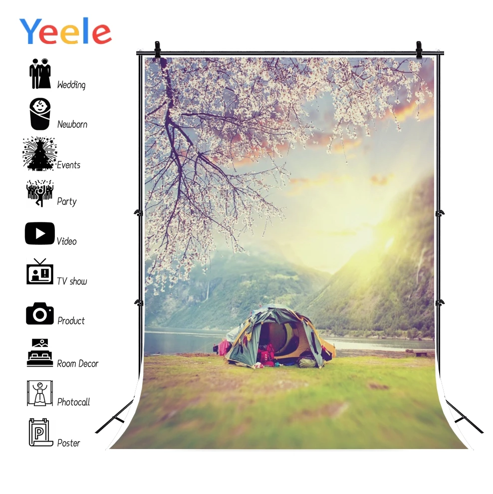 Весенний фон для фотосъемки Yeele кемпинга цветов луга сказочный фотостудия