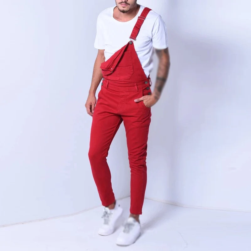 Новое поступление мужские джинсы популярные комбинезоны регулируемые