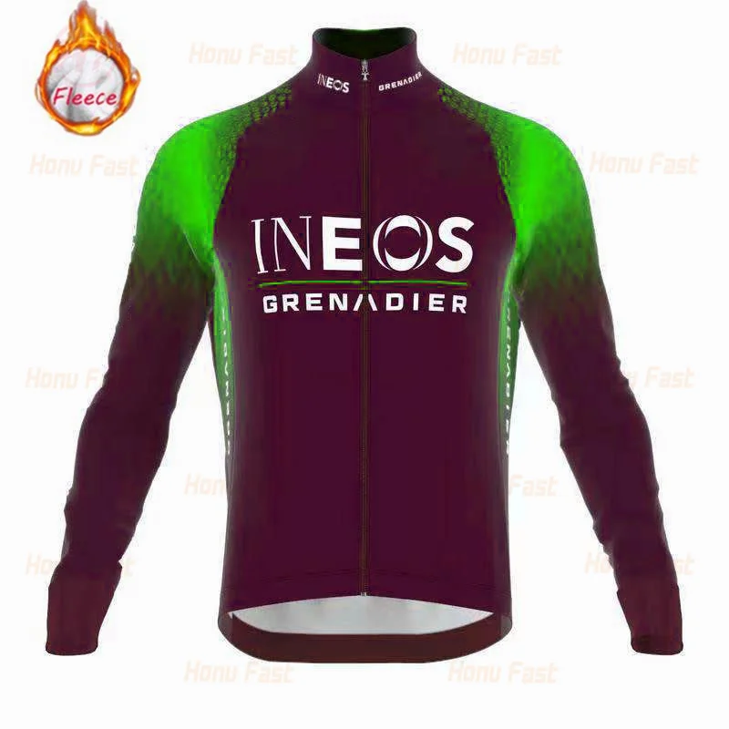 

Зимняя Теплая Флисовая Мужская футболка с длинным рукавом INEOS 2022, одежда для велоспорта, триатлона