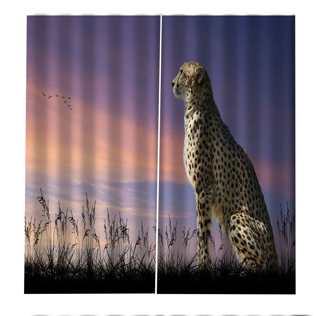 

3D Leopard Printed Blackout Curtains for Bedroom Grommet Thermal Insulated Room Black Curtains for Living Room Window Decor