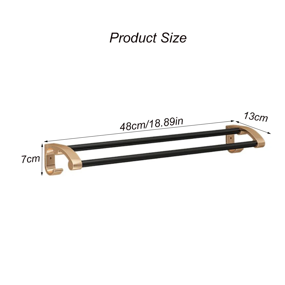 

Towel Bars Hanger Shower Clothes Hanging Wall Over Toliet Storage Rack Gold Aluminum Holder With Hook Bathroom Accessories