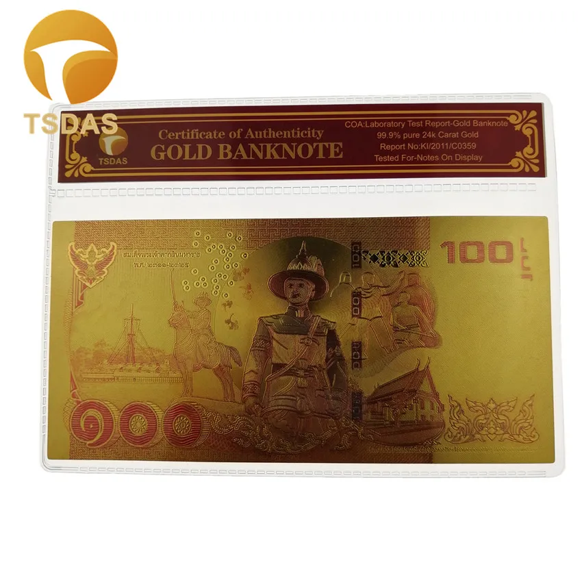 Коллекционные сувениры тайские банкноты THB бумага денежная валюта с COA рамой в 24k