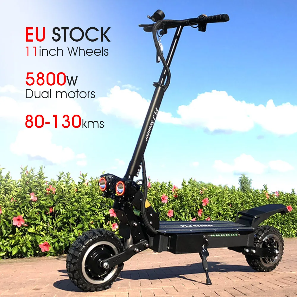 Online FLJ Leistungsstarke Elektrische Roller 60V 5600W 11 Zoll Off Straße Große Rad Schnelle Ladung Motor E Roller Kick Faltbare Erwachsene Roller