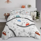 Детское постельное белье с милым мультяшным рисунком, Комплект постельного белья для мальчиков, игровой автомобиль, пододеяльник, детское постельное белье, 135150 одиночное постельное белье