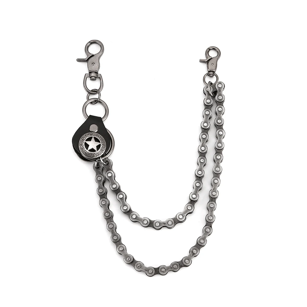 Мужской брелок-цепочка для ключей серебристый металлический ремень с петлями в