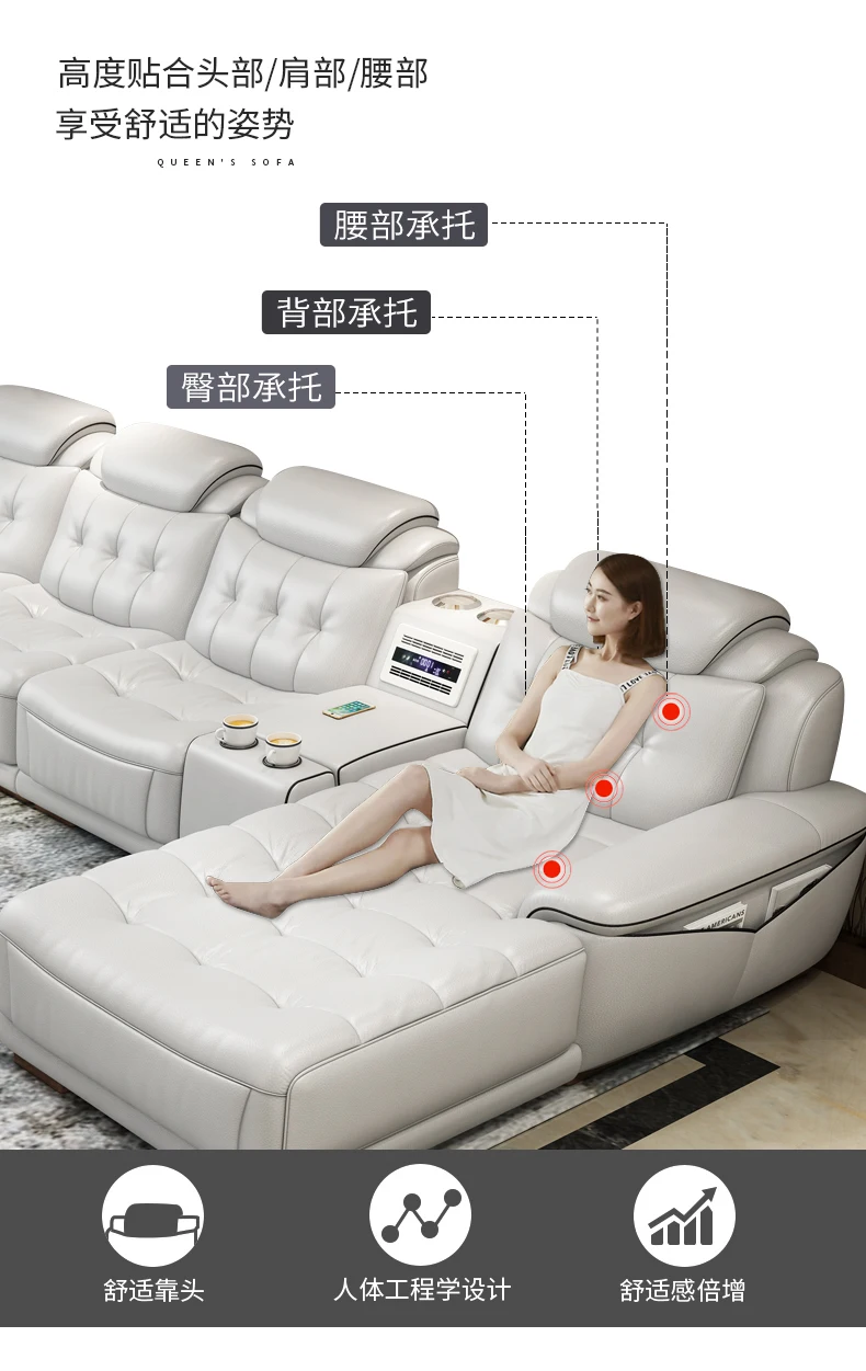 Комплект диванов из натуральной кожи L-образной формы для гостиной комнаты |