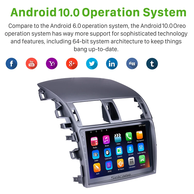 Seicane 2 DIN 9 дюймов Android 10 0 автомобильное радио Bluetooth GPS-навигация для 2007 2008 2009 2010 Toyota