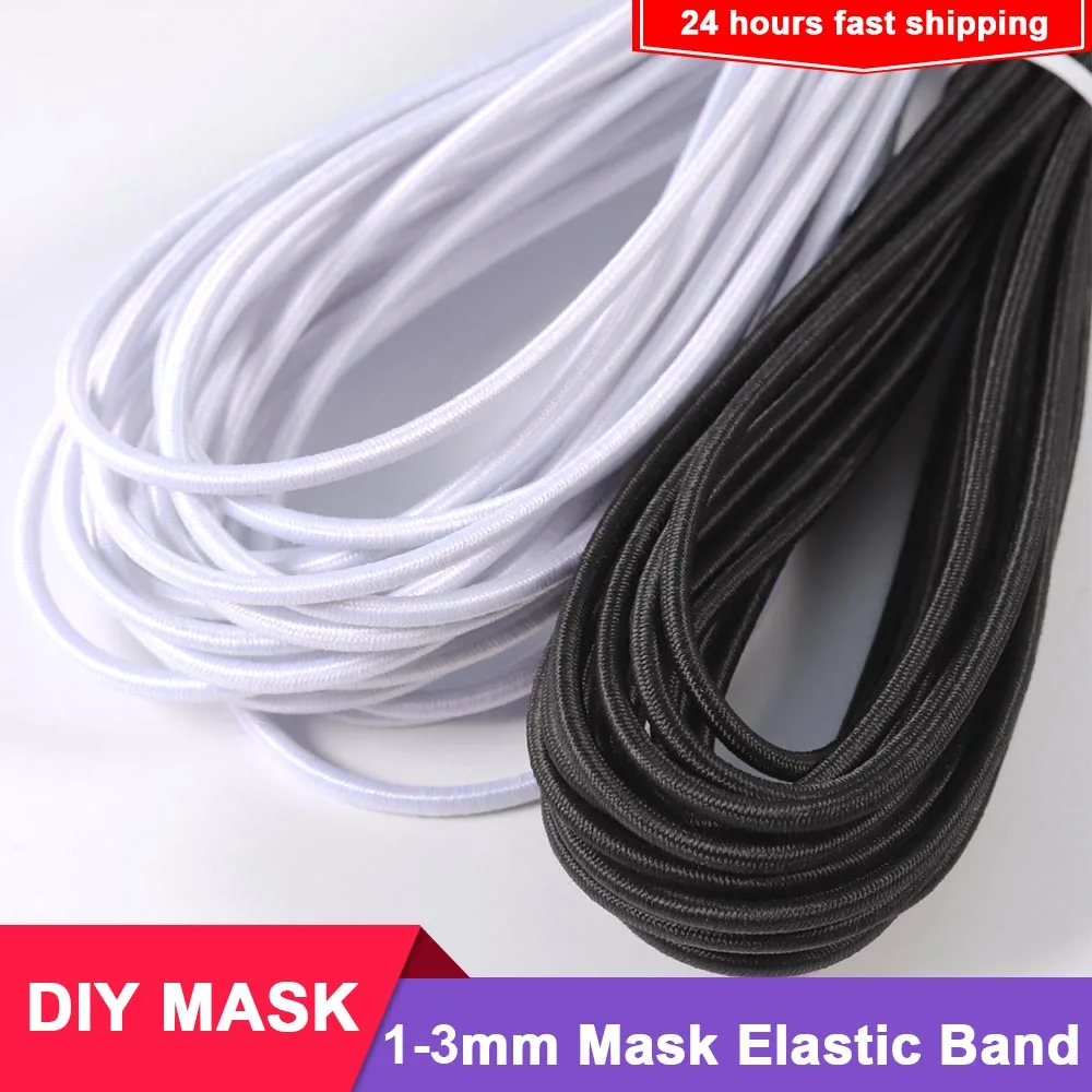 

5/10/15m 1-3mm Latex Polyester Mouth Mask Round Elastic Band Mask Rope Rubber Band String Mask Ear Cord for DIY Mask Wholesale