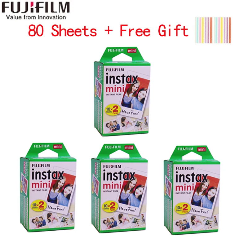 80 Sheets 10-200 листов Fujifilm instax mini 9 фильм белый край 3 дюймов широкий пленка для Фотоаппарат моментальной печати mini 8 7s 25 50s 90 фото бумага - Цвет: 80 Sheets