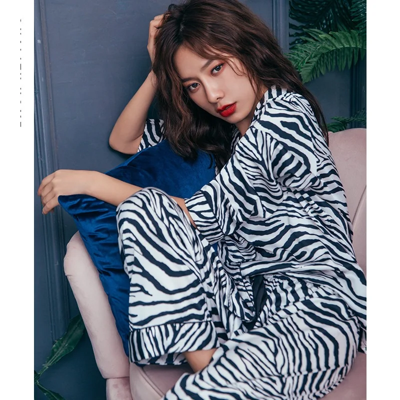 Женская пижама из натурального шелка Smmoloa с длинными рукавами на осень и зиму |