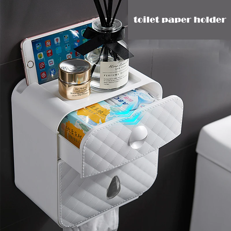 

Toilet Roll Holder Waterproof Paper Towel Holder Wall Mounted Wc Roll Paper Stand Case Tube Storage Box Bathroom Accessories