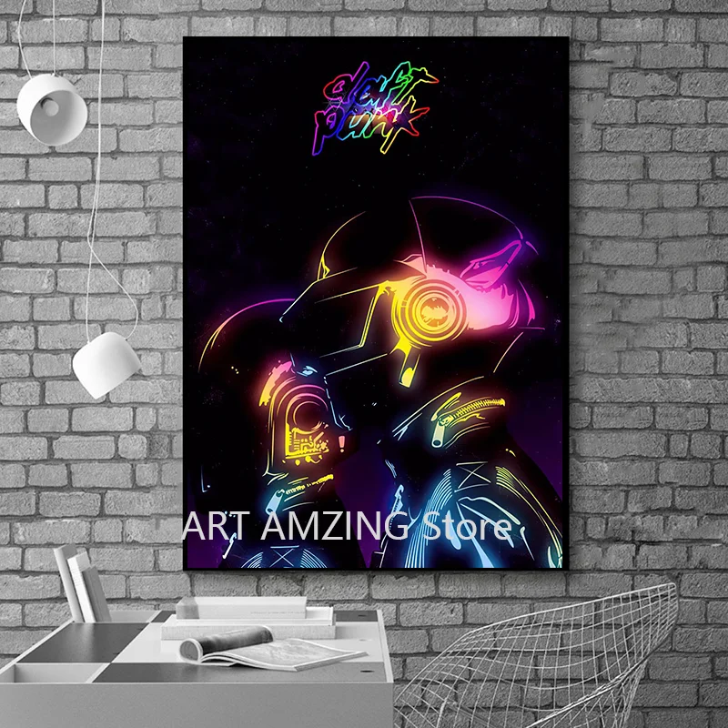 

Poster Oil Painting Daft Punk Art Rap Music Album Star Posters and Prints Canvas Wall Pictures For Living Room Home Decor