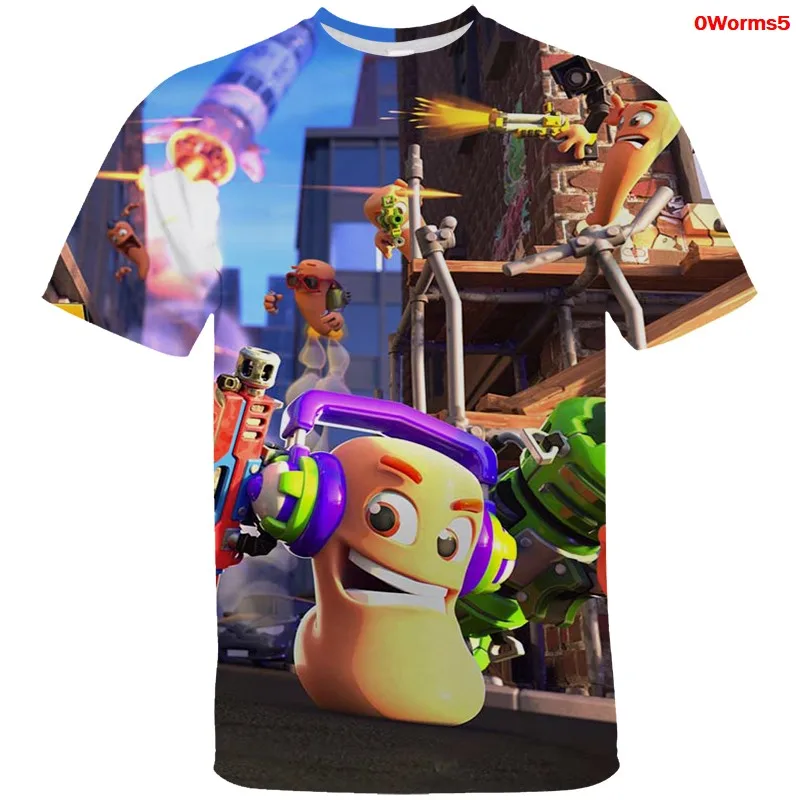 

Worms Rumble Print Summer Clothes Baby Boys Fashion T Shirt Kids Harajuku T-shirt Girls Cartoon Tee Shirt Children Tees Tops