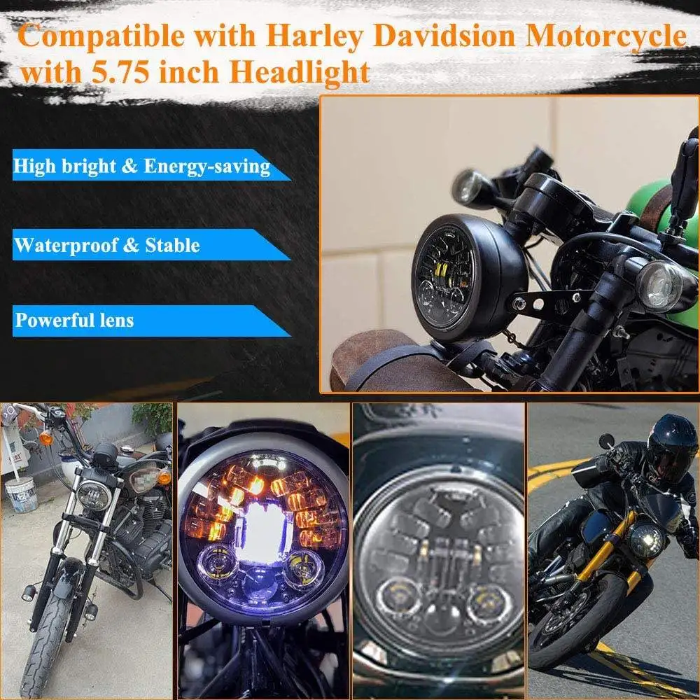 

NEWWIND LED 5.75 inch LED Motorcycle H4 Projector Headlight Amber Left/Right Turn Signal DRL for Harle-y Sportsters Touring