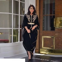elegant velour evening dresses arabic style long sleeves appliques custom made mother dress moroccan kaftan caftan