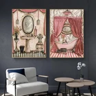 Винтажная потертая викторианская Ванна во французском стиле, Картина на холсте, скандинавские принты и плакаты, настенные картины для гостиной, домашний декор