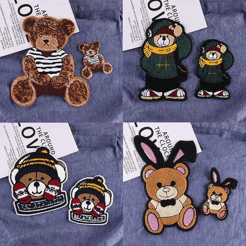 Embroidered Cute Big Bear Badge Big Plush Patch Clothing Accessories Diy Clothing Jacket Hand Sewing Decorative