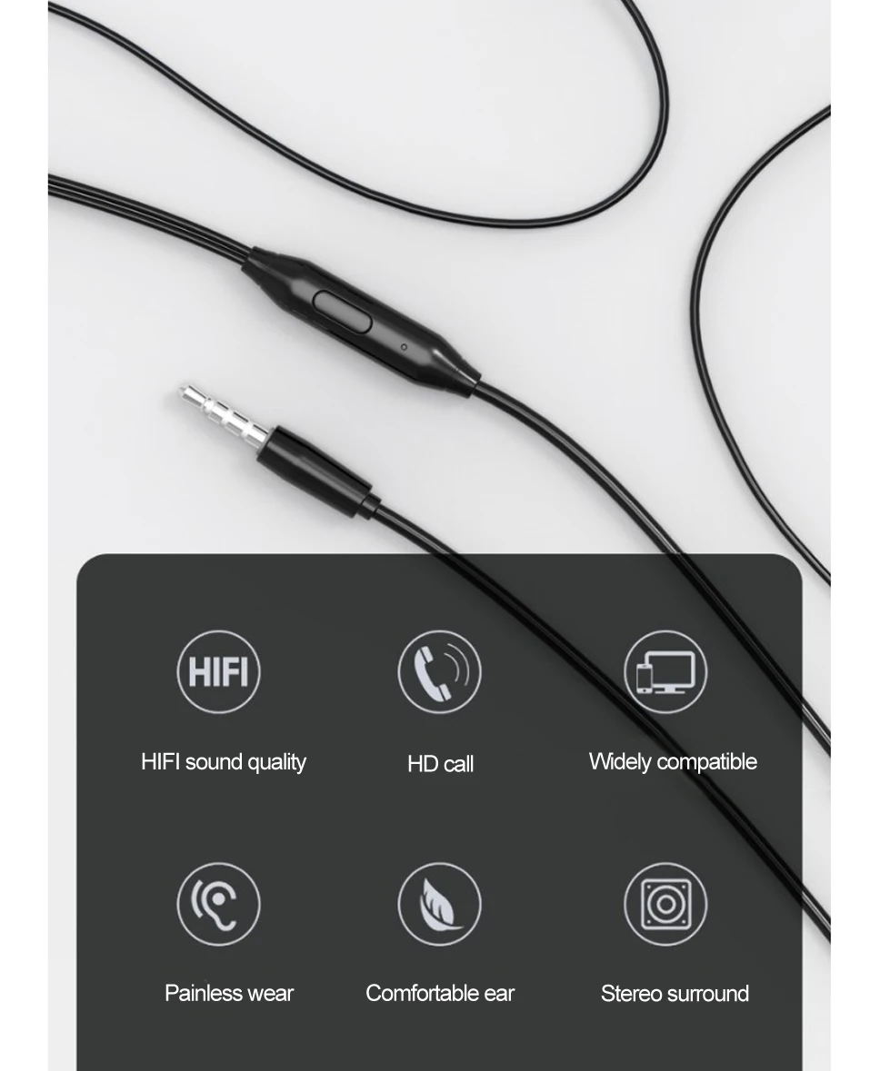 Проводные наушники вкладыши Lenovo HF130 звук тяжелый сабвуфер стерео разъем 3 5 мм