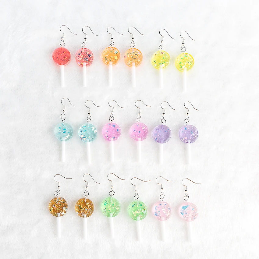 1 пара полимерных леденцов висячие серьги с блестками круглой формы конфеты bff