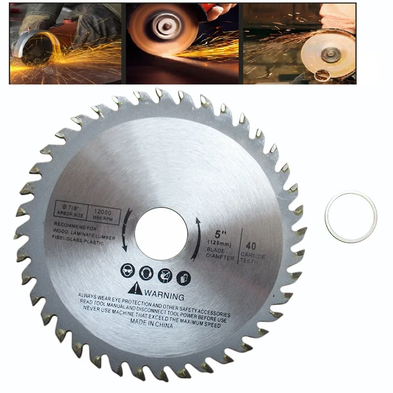 

5 Inch Table Cutting Disc For Wood Carbide Tipped 1" Bore 40 Teeth Max RPM 5,500 Saw Blades Oscillating Tool Accessories