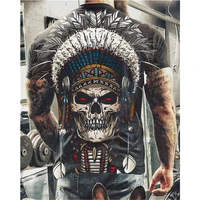 2021 summer new skull printed t shirt for men casual oversized short sleeve clothes streetwear hip hop 3d printing top tees