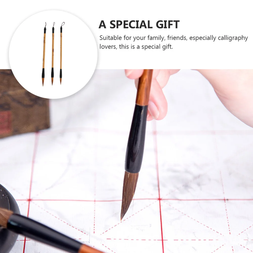 

3pcs Beginner Writing Brushes Chinese Calligraphy Brushes Weasel Hair Brush Pens