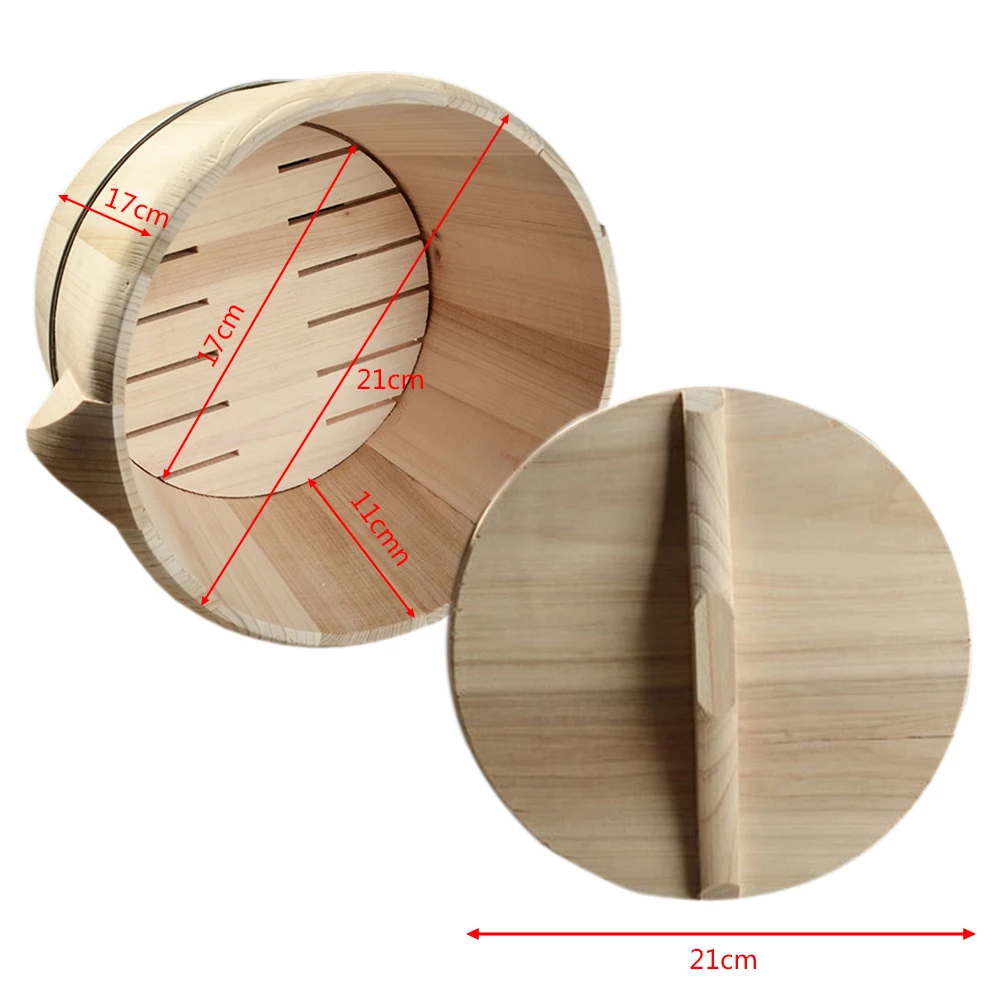 

Kitchen Tool Portable Natural Wooden Steaming Rice Bucket With Lid Steamed Rice Barrel Canteen Restaurant Steamer Rice Bucket