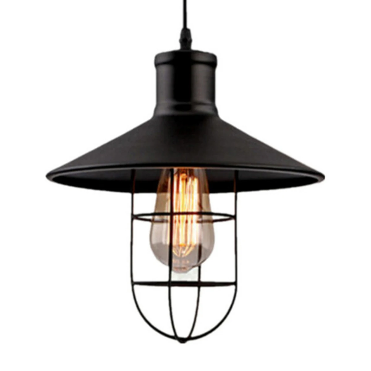 

27CM Retro Pendant Lights Fits For E26/E27 Bulb Black Pendant Lighting For Living-room Bedroom Home Decor(Bulb Not Included)